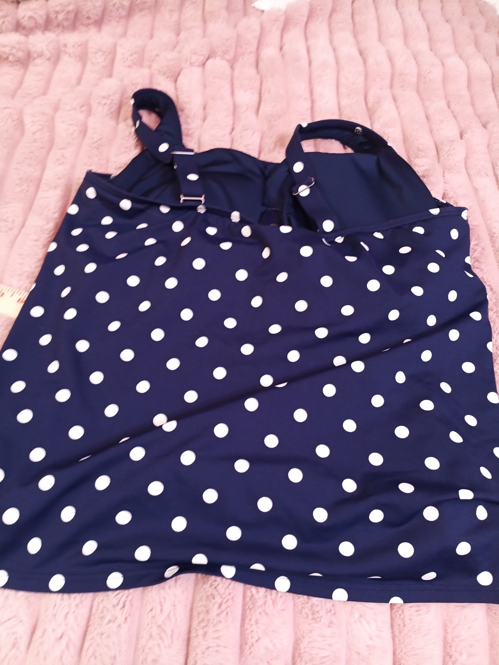 Lands' End Navy and White Polka Dot Tankini Top - Picture 4 of 8